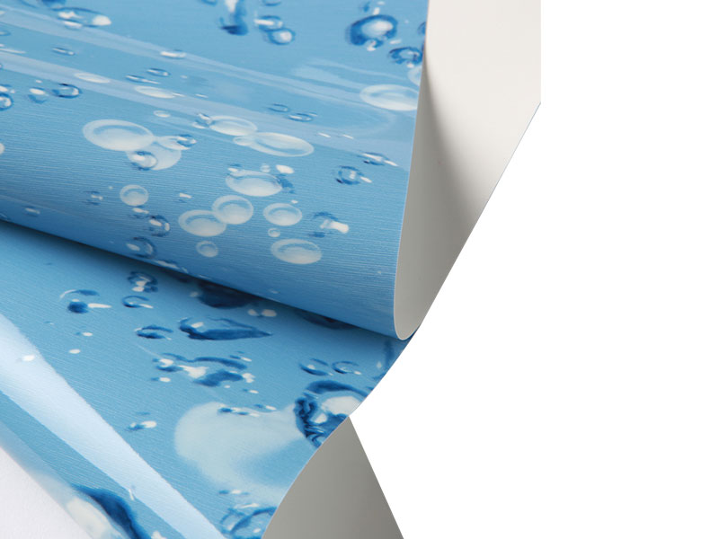 Alb pe spate, folie de tavan PVC albastru-18